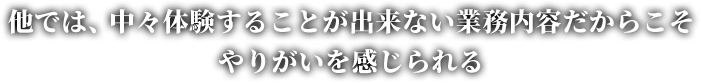 他では、中々体験することが出来ない業務だからこそやりがいを感じられる